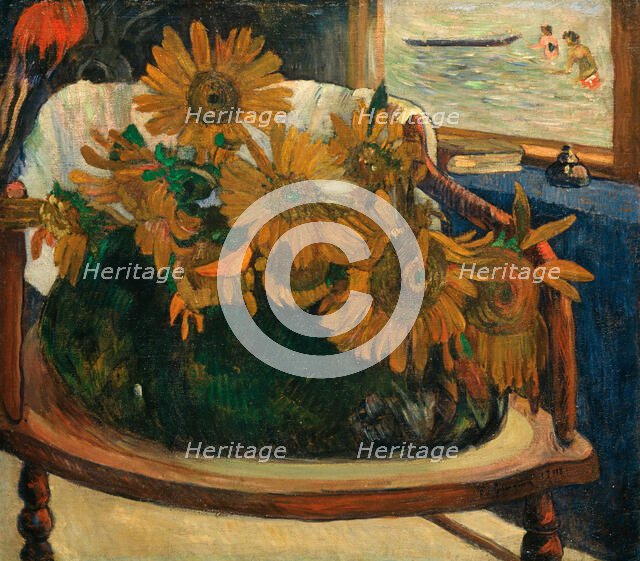 Sunflowers on an armchair (Tournesols sur un fauteuil), 1901. Creator: Gauguin, Paul Eugéne Henri (1848-1903).