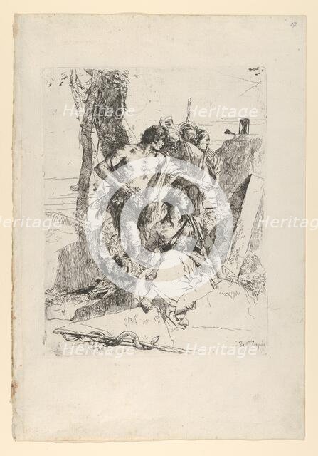 The Discovery of the Tomb of Punchinello, from the Scherzi, ca. 1743-50. Creator: Giovanni Battista Tiepolo.