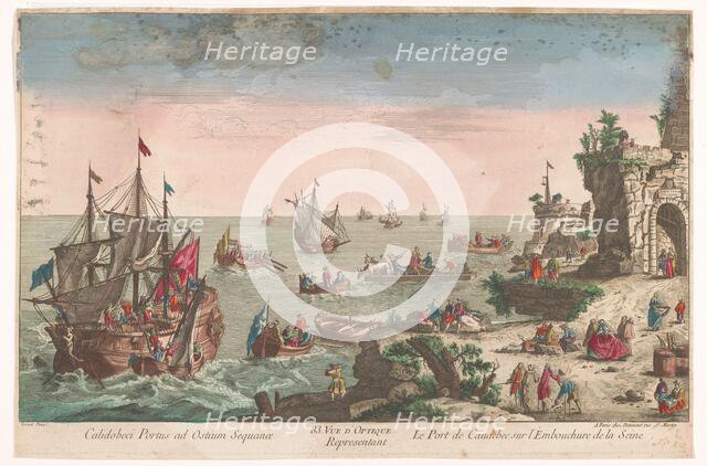 View of the harbour in Caudebec near the mouth of the Seine River, 1745-1775. Creator: Anon.