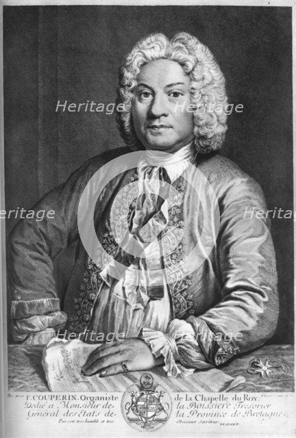 François Couperin, French Baroque composer, organist and harpsichordist, 1735. Artist: J Flippart