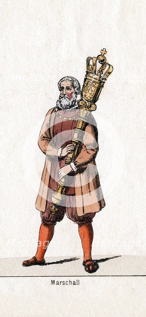 Marshal costume design for Shakespeare's play, Henry VIII, 19th century. Artist: Unknown