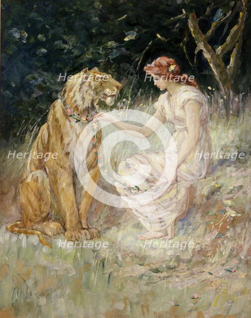 Lady and the Tiger, 1900. Creator: Frederick Stuart Church.