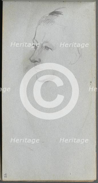 Sketchbook, page 45: Woman's Face, 3/4 View. Creator: Ernest Meissonier (French, 1815-1891).