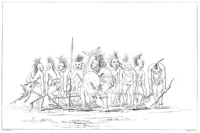Begging dance, Sac and Fox, Rock Island, Upper Mississippi, 1841.Artist: Myers and Co