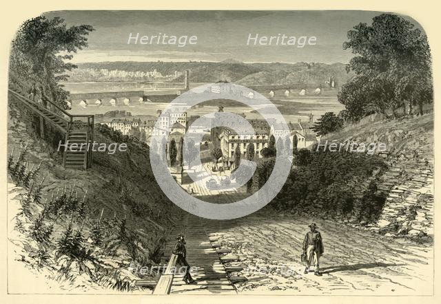 'Bridges on the Mississippi, at Dubuque', 1874.  Creator: John Filmer.