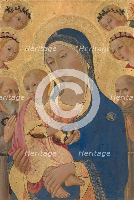 Madonna and Child with Saint Jerome, Saint Bernardino, and Angels, c. 1460/1470. Creator: Sano di Pietro.