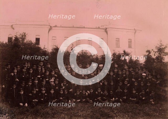 Group of Pupils in the First Four Grades in the School Garden, 1889. Creator: N Terekhov.