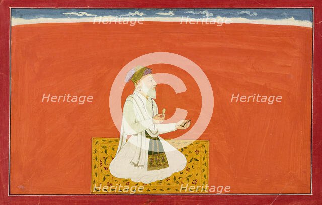 The sage-physician Dhanvantari, folio from the "Sixth" Bhagavata Purana series..., ca. 1735-1740. Creator: Manaku.