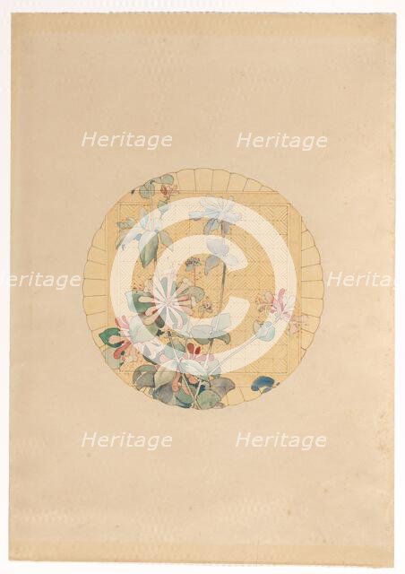 Design for the painting of motif for the manufacture Vieillard in Bordeaux, with honeysuckle, c.1875 Creator: Anon.