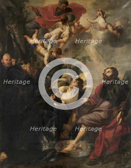 Saint Augustine Washes the Feet of Christ, 1636. Creator: Theodoor Rombouts.