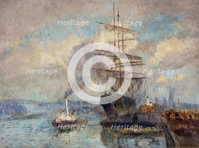 Dans le port de Rouen, between 1892 and 1894. Creator: Albert Lebourg.