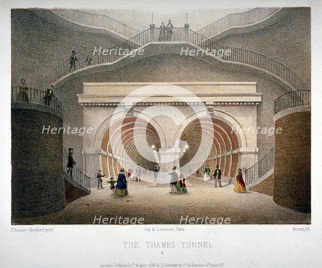 View of the entrance to the Thames Tunnel, London, 1854. Artist: Jules Louis Arnout