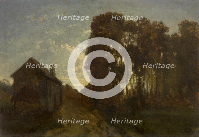 Barbizon at Dusk, 1853. Creator: Jean Pierre François Lamoriniere.