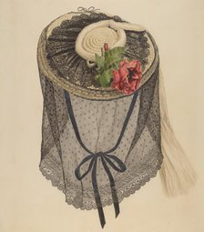 Lace and Straw Bonnet, c. 1940. Creator: Henry De Wolfe.