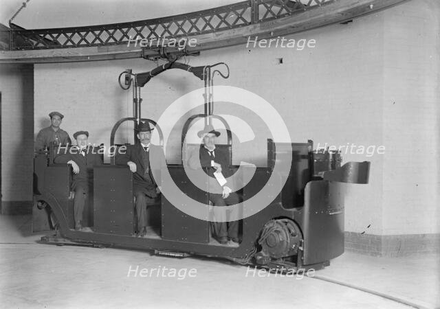 Monorail Subway, Capitol To Senate, The Car - Senators Swanson And Townsend As Passengers, 1916. Creator: Harris & Ewing.