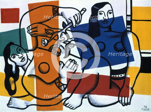'Two Women Holding Flowers', 1954. Creator: Fernand Leger.