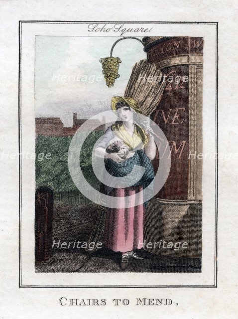 'Chairs to Mend', Soho Square, London, 1805. Artist: Unknown