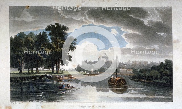 View of Windsor from the River Thames, Berkshire, c1820. Artist: J Bluck