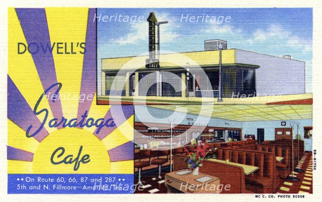 Dowell's Saratoga Cafe, Amarillo, Texas, USA, 1949. Artist: Unknown