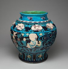 Jar with Eight Immortals and Peonies, Ming dynasty (1368-1644), 16th century. Creator: Unknown.