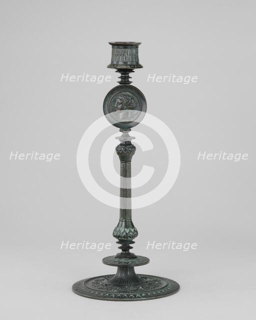 Candlestick, Greek Style with Antique Medallions, model n.d., cast c. 1865/1874. Creator: Antoine-Louis Barye.