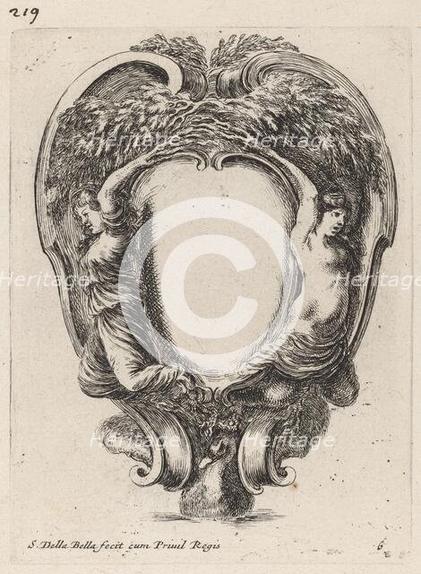 Cartouche with Two Nymphs Metamorphosed into Trees, 1647. Creator: Stefano della Bella.