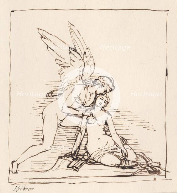 Cupid piercing Psyche with an arrow, c1820s. Creator: John Gibson.