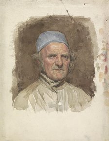 Man's portrait, with blue cap, 1874-1925. Creator: Jan Veth.