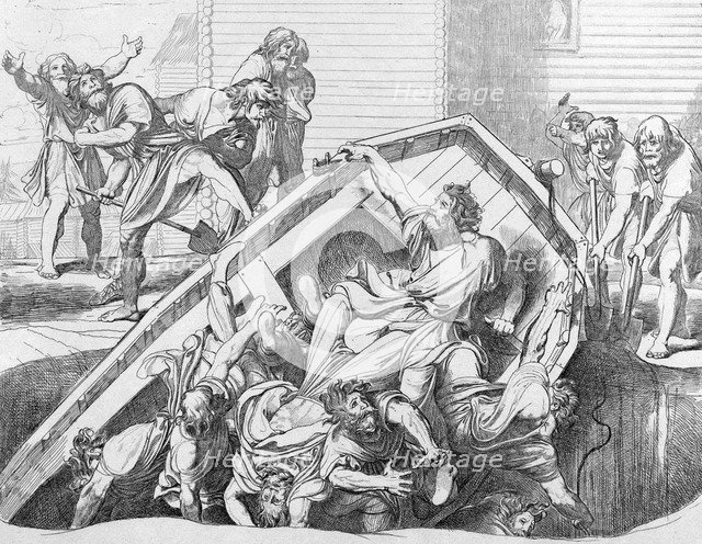 Olga's avenge to the Drevlians, before 1839. Artist: Bruni, Fyodor Antonovich (1800-1875)