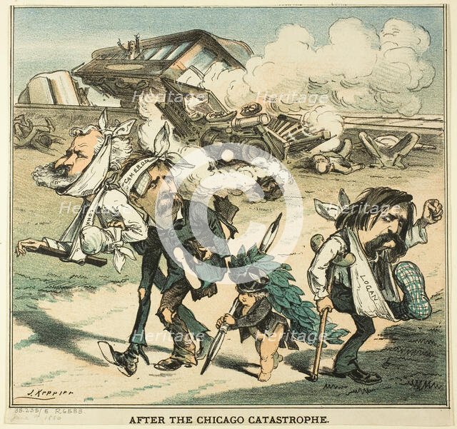 After the Chicago Catastrophe, from Puck, 1880. Creator: Joseph Keppler.