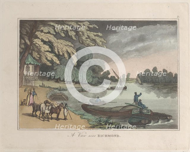A View near Richmond, from "Sketches from Nature", 1822., 1822. Creators: Thomas Rowlandson, Joseph Constantine Stadler.