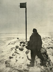 'Professor David Standing By Mawson's Anemometer', c1908, (1909).  Artist: Unknown.