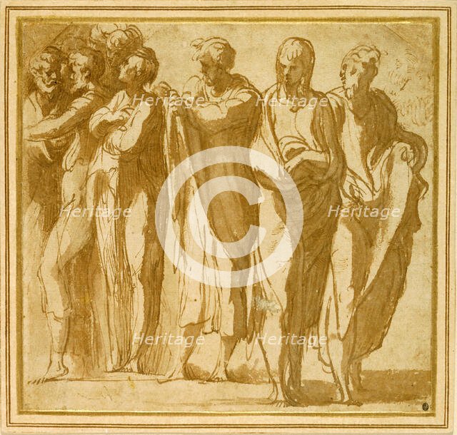 Group of Nine Standing Figures, 1524/27. Creator: Parmigianino.