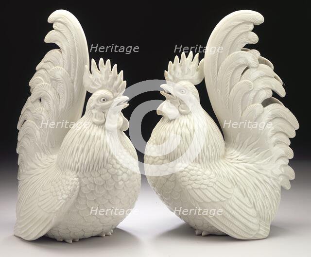 Pair of Okimono in the Form of Cockerels, 19th century. Creator: Unknown.