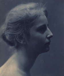 Young woman, facing right, head-and-shoulders profile portrait, c1900. Creator: Unknown.