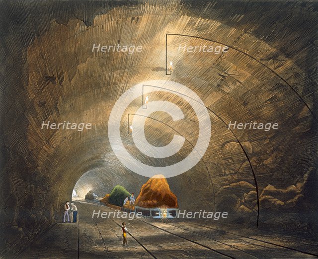 'The Tunnel', Liverpool and Manchester Railway, 1833. Artist: Thomas Talbot Bury