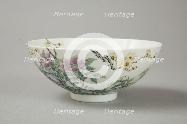 Famille rose bowl with floral decoration, 20th century. Artist: Unknown.