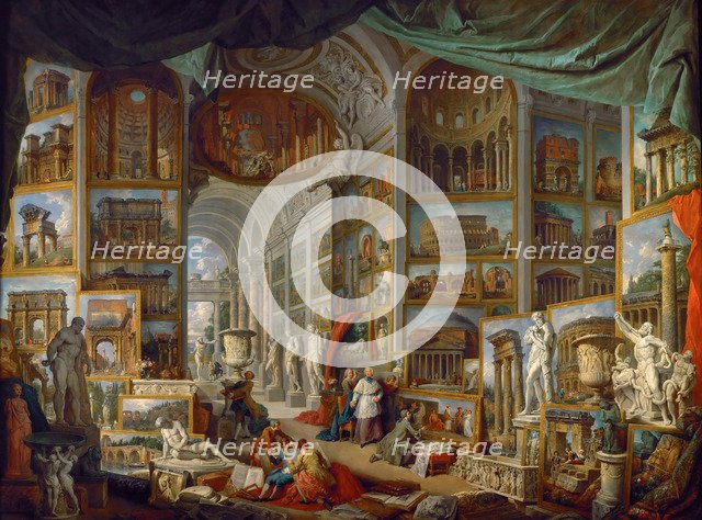 Picture Gallery with Views of Ancient Rome (Roma Antica). Artist: Panini, Giovanni Paolo (1691-1765)