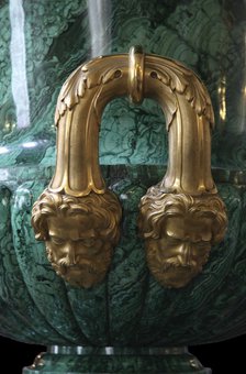 Malachite and gilt-bronze vase, Ekaterinburg faceting factory, Russia, c1841-c1842. Artist: Ekaterinburg faceting factory