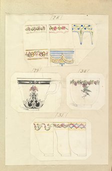 Ten Designs for Decorated Cups, including Osborne Pattern, 1845-55. Creator: Alfred Crowquill.