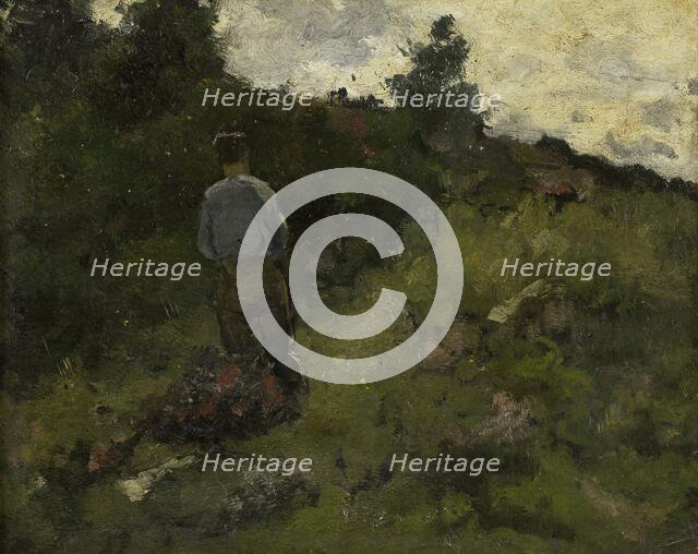 A Farmer walking along the Fringe of a Wood, 1889. Creator: Richard Roland Holst.