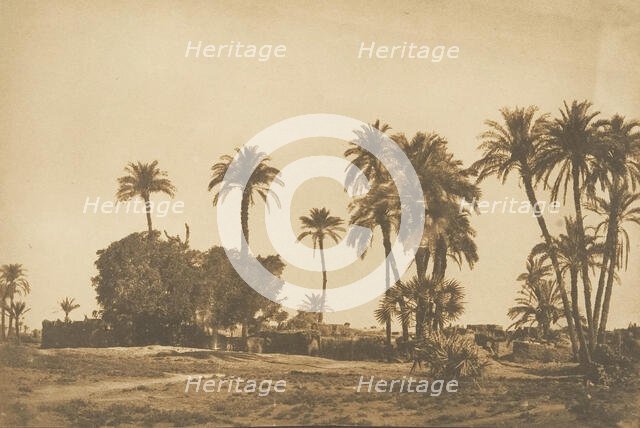Vue du Village de Hamarneh, près de Dendérah (Rive droite), 1849-50. Creator: Maxime du Camp.