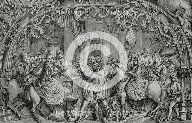 Granada War, (1482-1492): Surrender of the town of Montefrío, near Granada, 1486 (1877).  Creator: Unknown.