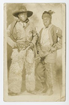 Photographic postcard portrait of two men in Western attire, early 20th century. Creator: Unknown.