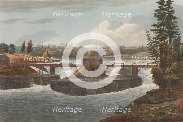 Glenns Falls (No. 6 of The Hudson River Portfolio), 1822. Creator: John Hill.