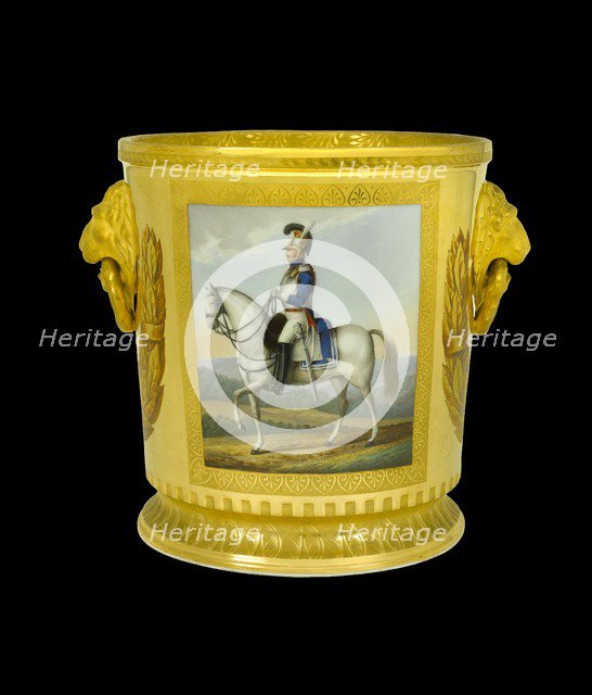 Wine cooler depicting a Dutch cuirassier, 1817-1819. Artist: Unknown.