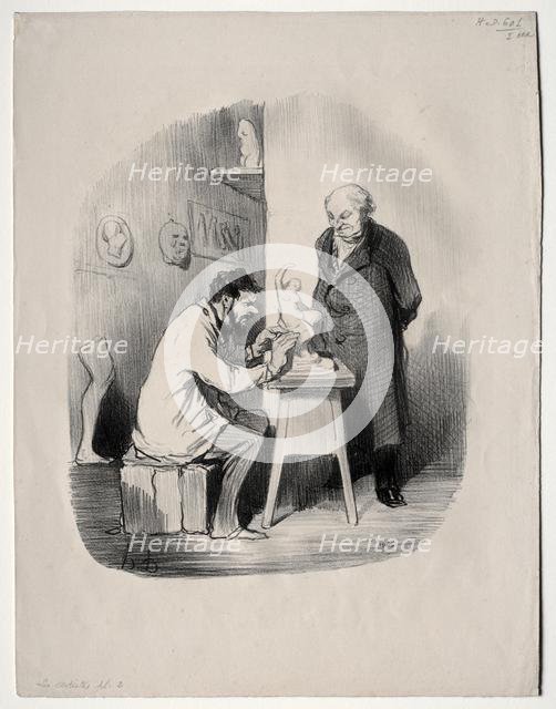 The Artists, plate 2: You must model me in this manner one day, 1848. Creator: Honoré Daumier (French, 1808-1879).