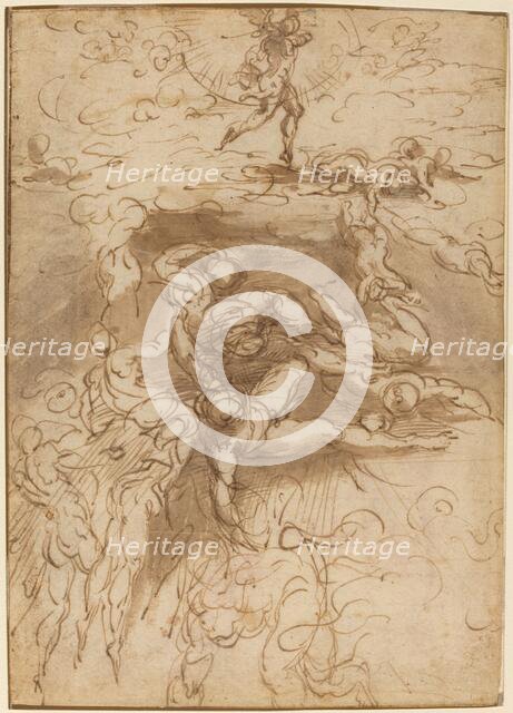 The Fall of the Rebel Angels [recto], c. 1524/1527. Creator: Parmigianino.