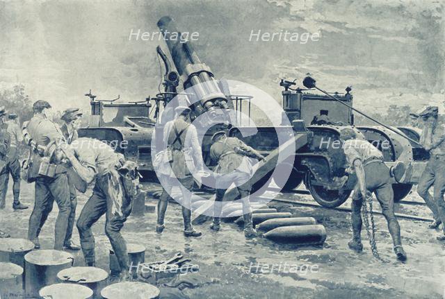 'British Heavy Howitzer in Action on the Western Front', 1916. Creator: Unknown.