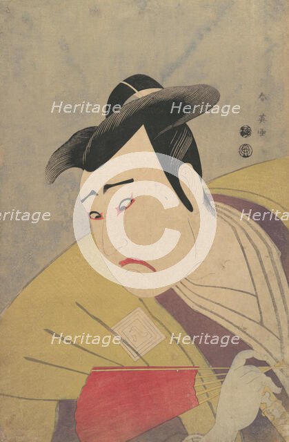 The Actor Ichikawa Yaozo III Holding a Red Fan, 1794. Creator: Katsukawa Shun'ei.